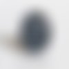 Bague ovale * motif vagues japonaises noires et blanches* cercles geometrie japon noir blanc, cabochon verre 