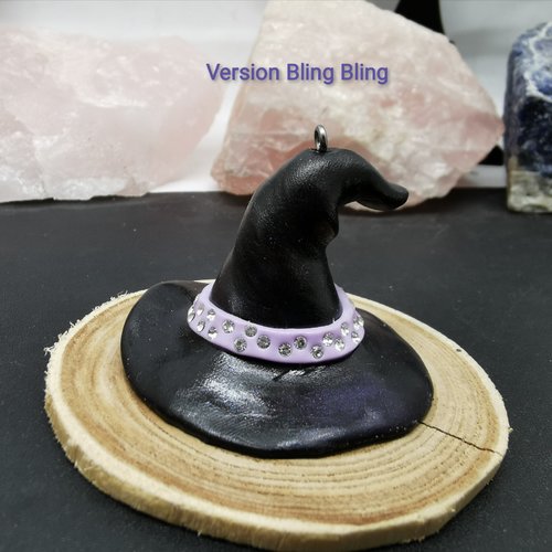 Suspension de noël chapeau de sorcière "version bling bling"- décoration de noël originale - sorcière, gothique, fait main