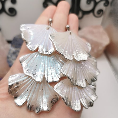 Boucles d'oreilles ginkgo - Made in France & Upcycling - SAINT LAZARE