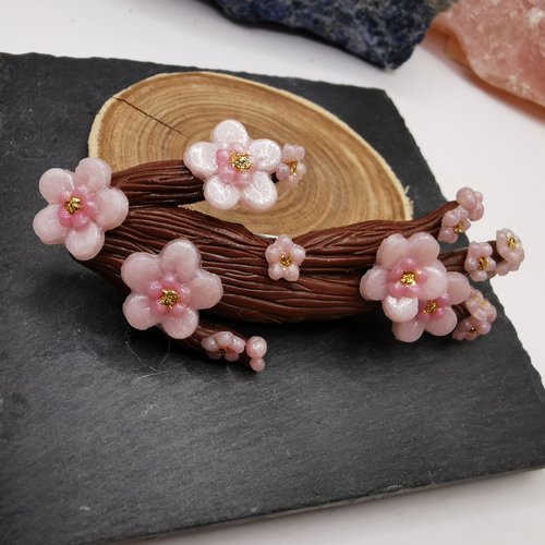 Barrette branche de cerisier - coiffure de printemps - accessoire original - esprit japonais, sakura