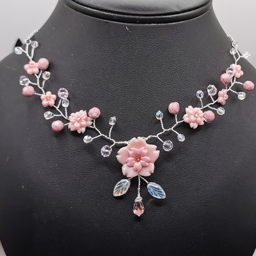 Collier cerisier et scintillement - bijou mariage, cérémonie, soirée - création fait main