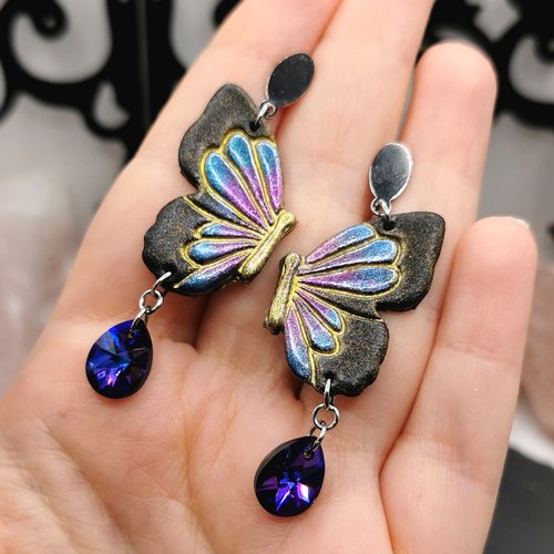 Boucles d'oreilles pendantes papillons