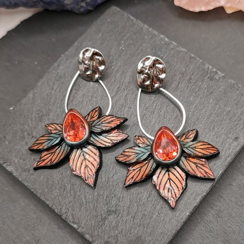 Boucles d'oreilles pendantes féérie d'automne - cadeau pour fée - fairycore - bijou romantique