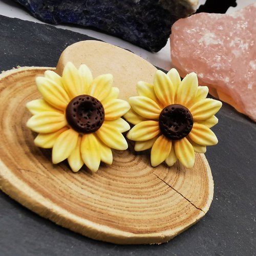 Boucles d'oreilles clips tournesol - des fleurs pour oreilles non percées