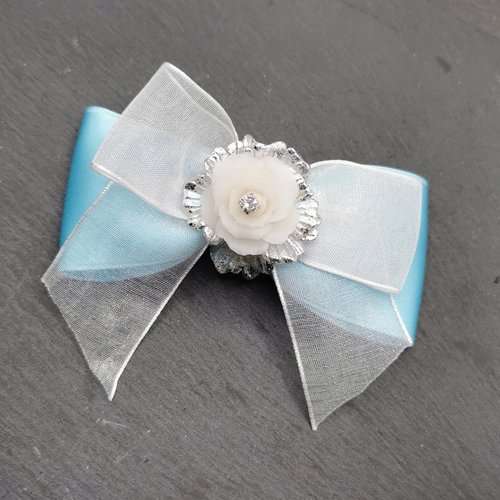 Pince nœud à la rose - création fait main - bijou romantique - mariage, lolita, fée