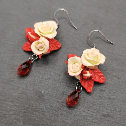 Boucles d'oreilles "rosier jaune" - cadeau saint valentin