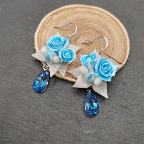 Boucles d'oreilles "rosier de glace" - cadeau saint valentin