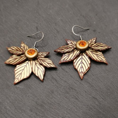 Boucles d'oreilles pendantes féérie d'automne - cadeau pour fée - fairycore - bijou romantique