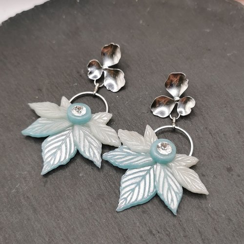 Boucles d'oreilles pendantes féérie d'hiver- cadeau pour fée - fairycore - bijou romantique