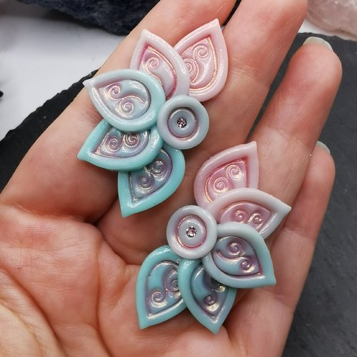 Grandes puces d'oreilles lotus - cadeau pour fée - fairycore - bijou romantique