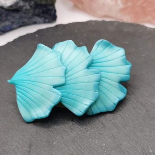 Barrette feuilles de gingko turquoise pastel - accessoire original - esprit japonais