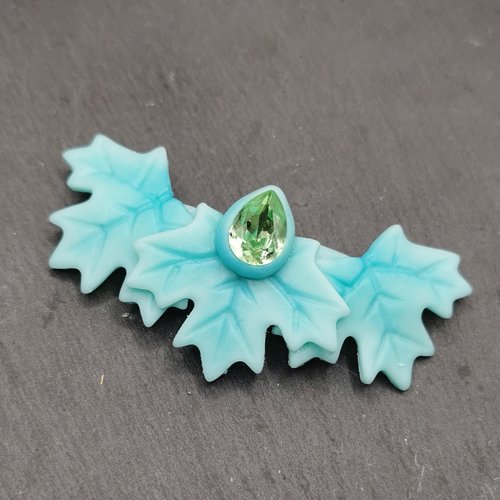 Barrette elfique feuilles et cristal - accessoire original - fairycore - nature - bijou de cheveux