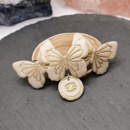Barrette à cheveux papillons signe du zodiaque "cancer" - bijou fait main personnalisable - originale et unique - fairycore
