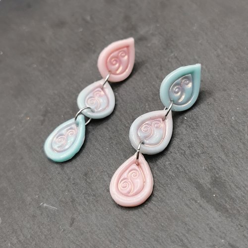 Boucles d'oreilles pendantes pastelles - cadeau pour fée - fairycore - bijou romantique
