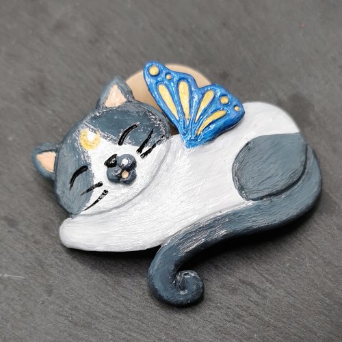 Barrette à cheveux chat féerique - création fait main - bijou original et unique