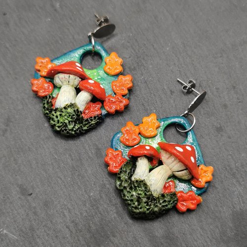 Boucles d'oreilles "promenade champêtre"- création fait main - bijou fantasy- originale et unique