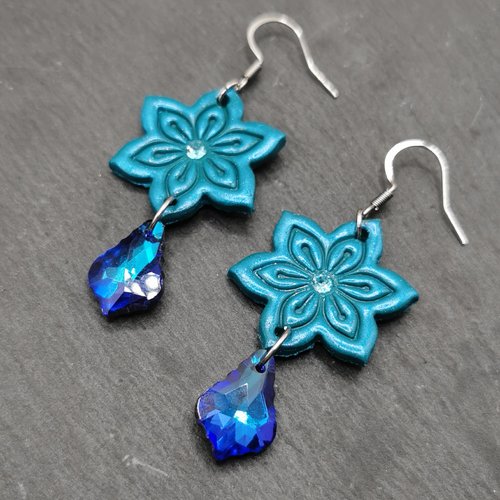 Boucles d'oreilles fleur étoilée - bijou fait main