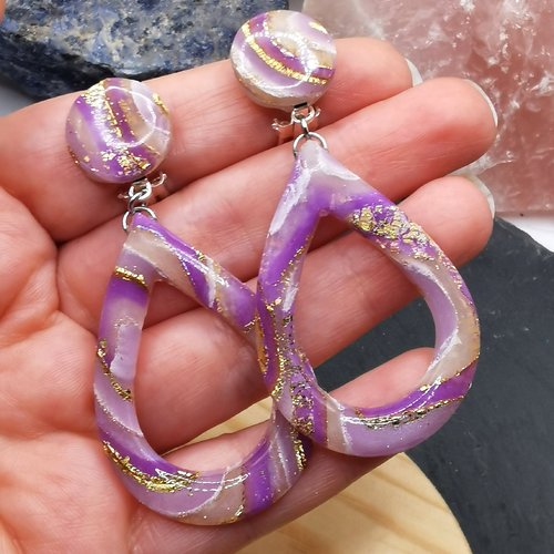 Boucles d'oreilles clips tendance rétro et romantique rose et or - oreilles non percées