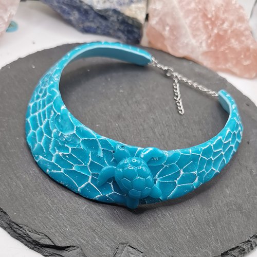 Collier plastron tortue aquatique - collier fait main - création unique