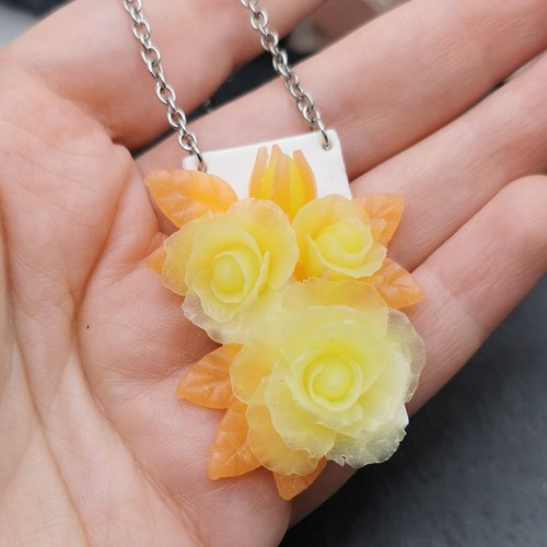 Collier rosier tropical - cadeau de saint valentin - bijou fait main en acier inoxydable