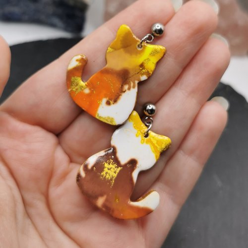 Boucles d'oreilles chats "tâches d'encres"
