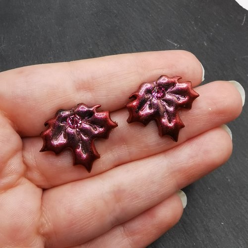 Puces d'oreilles feuilles - boucles d'oreilles d'automne - bijoux pour fée de la nature