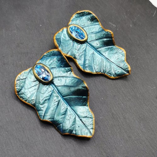 Boucles d'oreilles clips grandes feuilles - boucles d'oreilles d'automne - bijoux pour fée de la nature