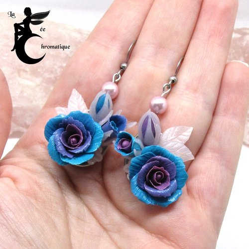 Boucles d'oreilles "rosier onirique"