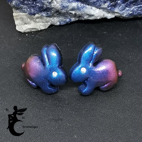 Puces d'oreilles "petits lapins magiques" - boucle d'oreilles acier inoxydable - bijou kawaii de pâques