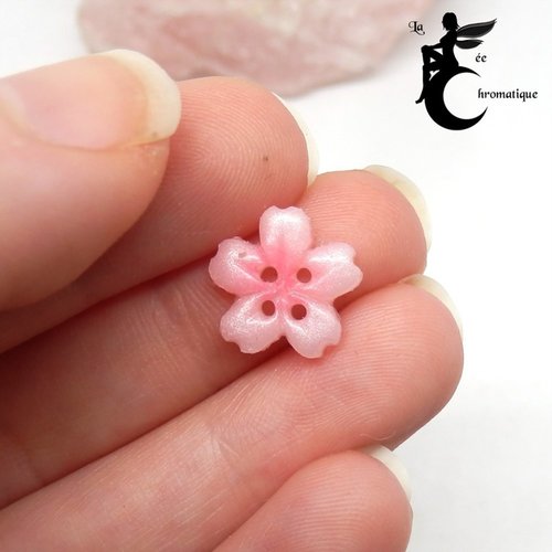 6 boutons fait main "fleur de cerisier rose nacré" - 12/13mm
