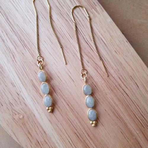 Rocks chaines d'oreilles 3 pierres acier inoxydable doré à l'or fin et aventurine