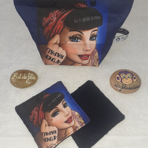 Kit panière/pochette et lingettes tatouées