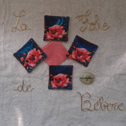 Lot de 4 lingettes coquelicot