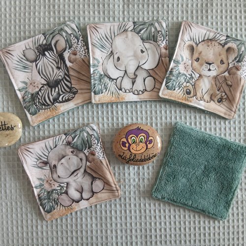 Lot lingettes bébés animaux de la savane, de la folie de bébère