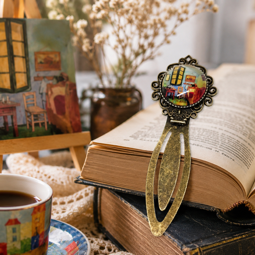 Marque-page métal cabochon verre motif esprit van gogh