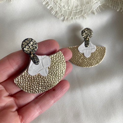 Coco - boucles d'oreilles en cuir doré