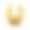 1x connecteur croissant de lune plastron cactus estampe laiton brut fourniture bijoux métal doré 50mm x 56mm (pv-180)