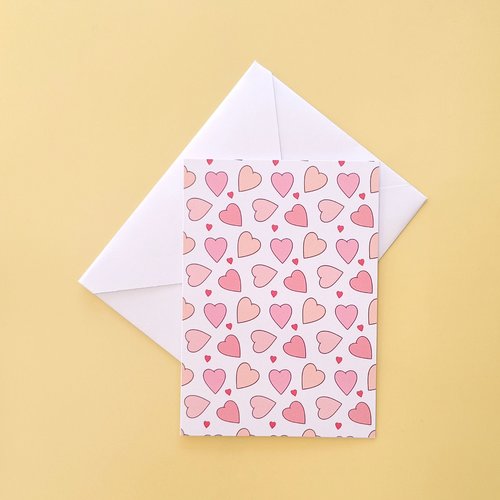 Carte motif cœurs "fantaisie"