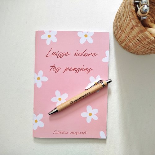Carnet a5 rose - collection marguerite