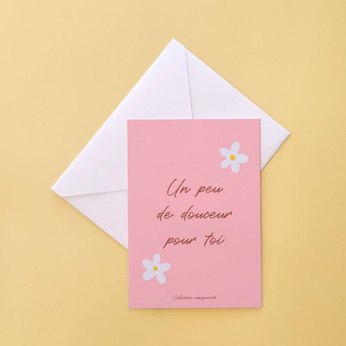 Carte de vœux rose - collection marguerite