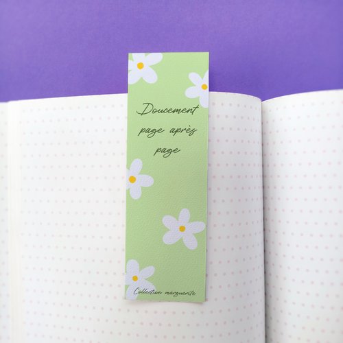 Marque-page vert - collection marguerite