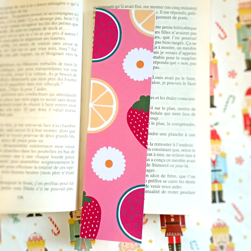 Marque-page "fruits et fleurs"