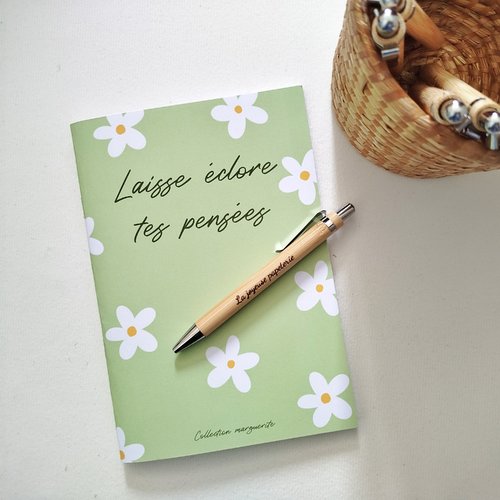 Carnet a5 vert - collection marguerite