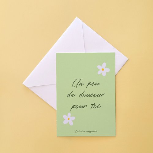 Carte de vœux verte - collection marguerite