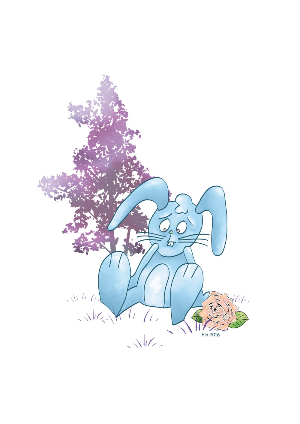 Affiche Personnalisee Bebe Lapin Bleu Dessin Lapin Mignon Un Grand Marche