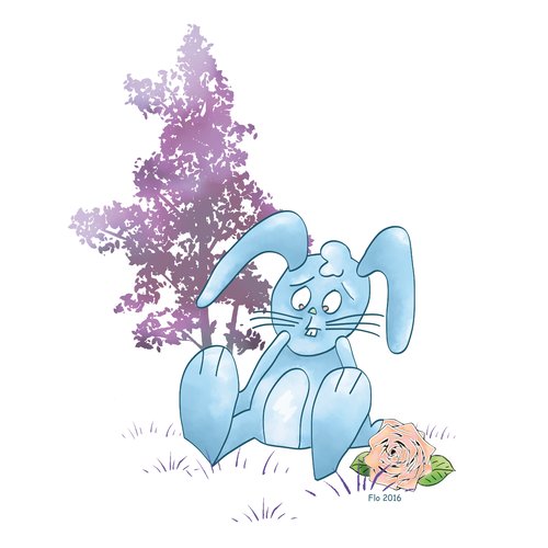 Affiche Personnalisee Bebe Lapin Bleu Dessin Lapin Mignon Un Grand Marche