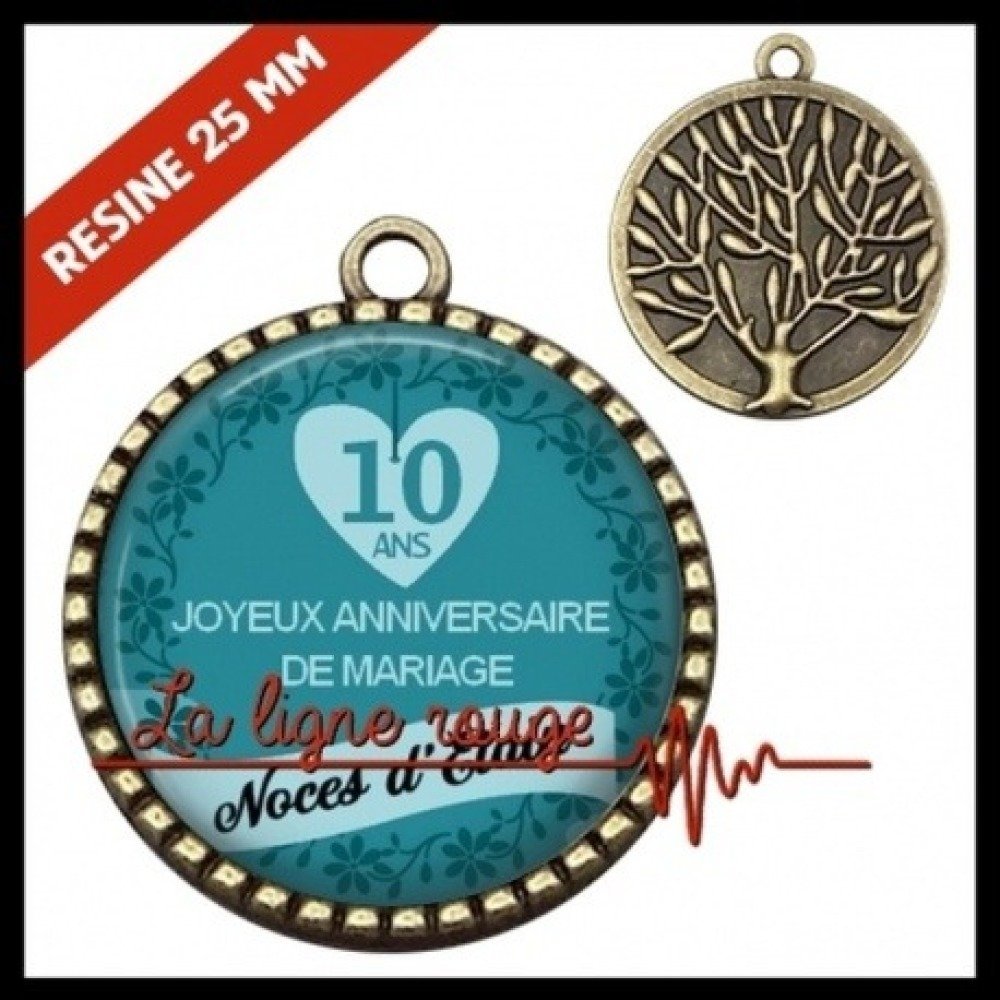 Pendentif Couleur Bronze 10 Ans Anniversaire Mariage 6263