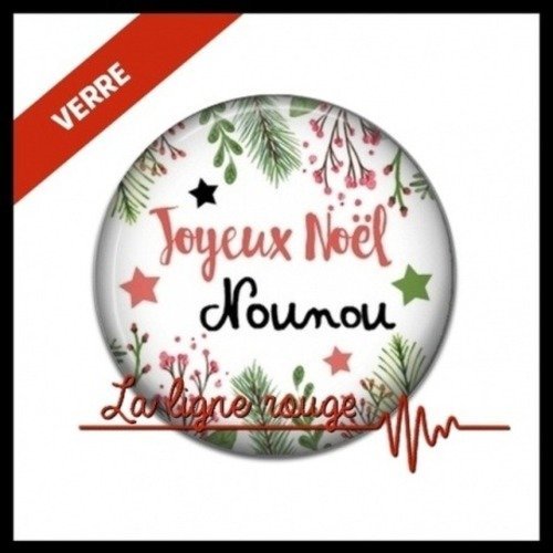 Cabochon Verre 25 Mm Cabochon Joyeux Noel Nounou 2711 Un Grand Marche