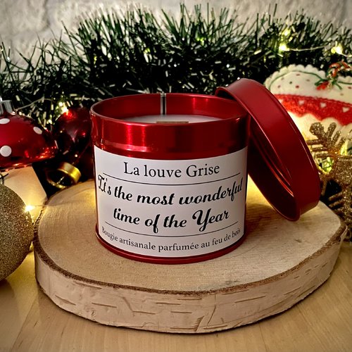 Bougie de noël parfumée au feu de bois - it's the most wonderful time of the year