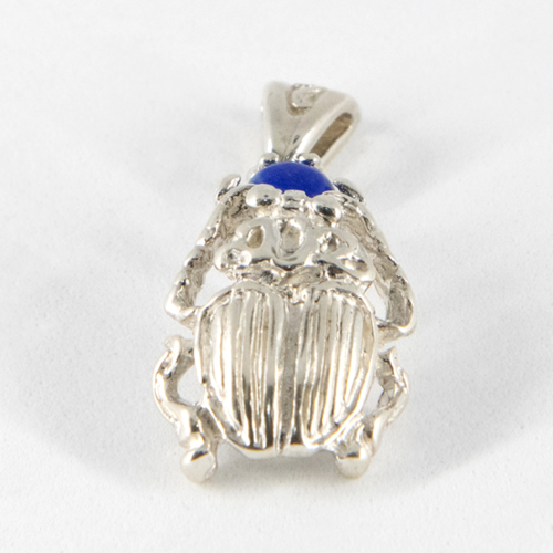 Pendentif scarabée avec lapis lazuli argent massif